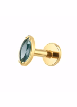 Piercing din Titan ASTM F136 Auriu cu Zirconiu Verde Marquise, Auriu– 1, 2 x 8 mm