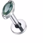 Piercing din Titan ASTM F136 Auriu cu Zirconiu Verde Marquise, Argintiu– 1, 2 x 8 mm