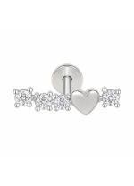 Piercing din Titan ASTM F136 cu Inima si Zirconii, Argintiu– 1, 2 x 8 mm - imagine 3