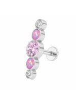 Piercing din Titan ASTM F136 cu Zirconii Roz si Transparente, Argintiu– 1, 2 x 8 mm - imagine 11