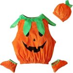 Costum Copii Dovlecel Vesel – Tinuta Portocalie cu Caciulita si Incaltari - imagine 5