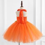 Costum Halloween Fete Dovleac Fermecat – Rochie Portocalie cu Tulle si Bentita - imagine 3