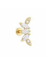 Piercing din Titan ASTM F136 cu Design Frunze si Zirconii, Auriu– 1, 2 x 8 mm - imagine 4