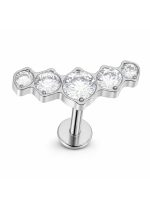Piercing din Titan ASTM F136 cu Zirconii in Degrade, Argintiu– 1, 2 x 8 mm - imagine 3