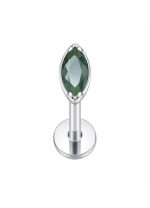 Piercing din Titan ASTM F136 Auriu cu Zirconiu Verde Marquise, Argintiu– 1, 2 x 8 mm - imagine 2