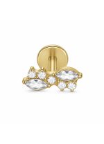 Piercing din Titan ASTM F136 cu Design Frunze si Zirconii, Auriu– 1, 2 x 8 mm - imagine 3
