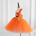 Costum Halloween Fete Dovleac Fermecat – Rochie Portocalie cu Tulle si Bentita - imagine 4