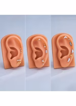 Piercing din Titan ASTM F136 cu Design Frunze si Zirconii, Argintiu– 1, 2 x 8 mm - imagine 12