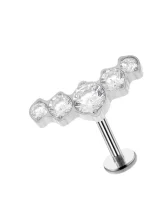 Piercing din Titan ASTM F136 cu Zirconii in Degrade, Argintiu– 1, 2 x 8 mm
