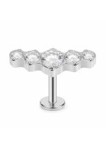 Piercing din Titan ASTM F136 cu Zirconii in Degrade, Argintiu– 1, 2 x 8 mm - imagine 2