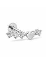 Piercing din Titan ASTM F136 cu Inima si Zirconii, Argintiu– 1, 2 x 8 mm - imagine 4