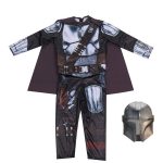 Costum Mandalorian pentru Copii – Cosplay Inspirat din Star Wars, Salopeta Imprimata cu Armura si Masca