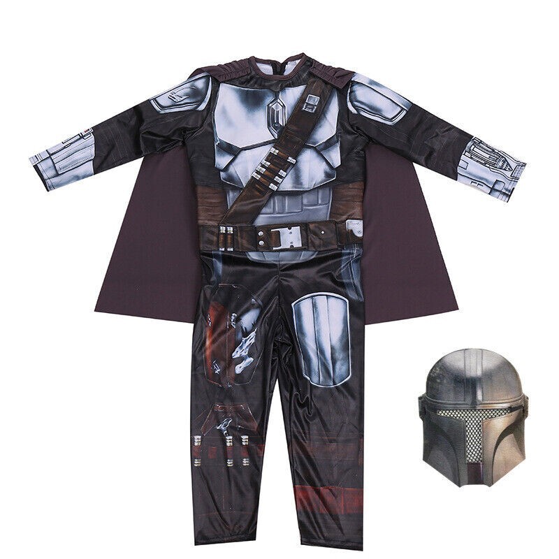 s-l1200 Costum Mandalorian pentru Copii – Cosplay Inspirat din Star Wars, Salopeta Imprimata cu Armura si Masca - imagine 1