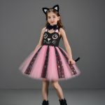 Costum Pisicuta pentru Fete – Rochie Roz-Neagra cu Tulle, Urechi, Papion si Codita, Serbare si Carnaval - imagine 3
