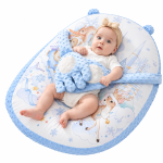 Cosulet Baby Nest antiregurgitare pentru bebelusi, inclinat, cuib de dormit cu brate din plus pentru linistire, Albastru, 0-12 Luni