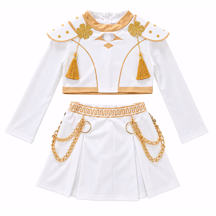 res_52cc2d5166616f7e6223d3eb3ae5666e Costum Zoey K-Pop Alb cu Auriu – Tinuta de Spectacol - imagine 1